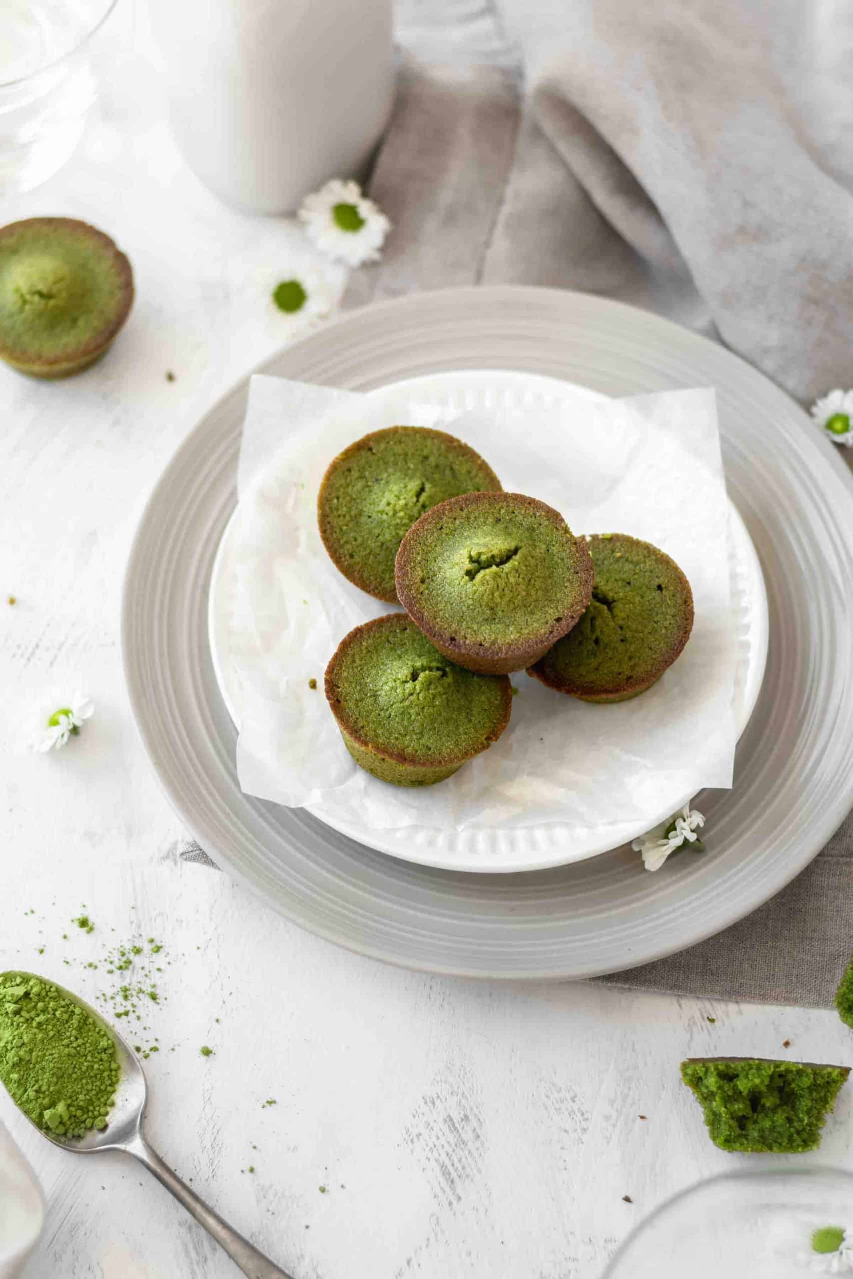 Matcha financiers on a plate