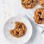 These chewy oatmeal raisin cookies are irresistible! Browned butter, brown sugar, cinnamon, and nutmeg make these cookies soft and delicious! #oatmealcookies #oatmealraisin #cinnamon #nutmeg #rolledoats