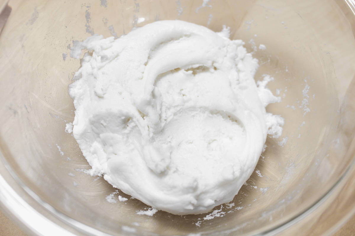 Mochi dough after kneading with water.