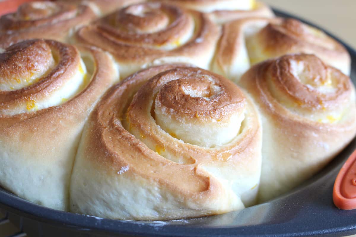 Baked lemon cinnamon rolls.