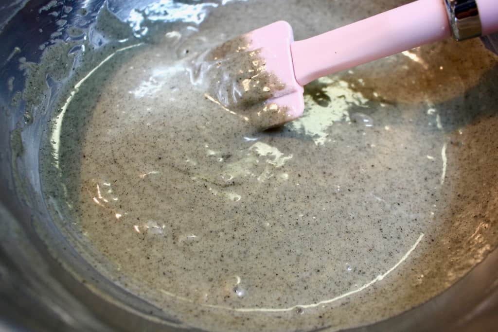 Black sesame cupcake batter!