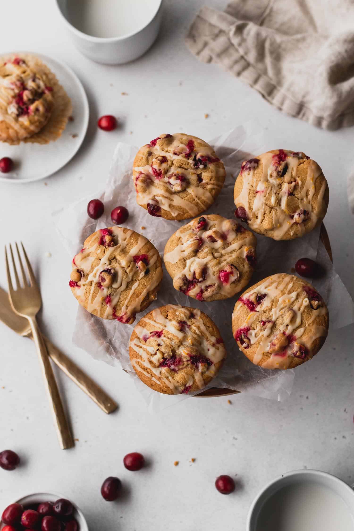 Cranberry muffins with orange icing