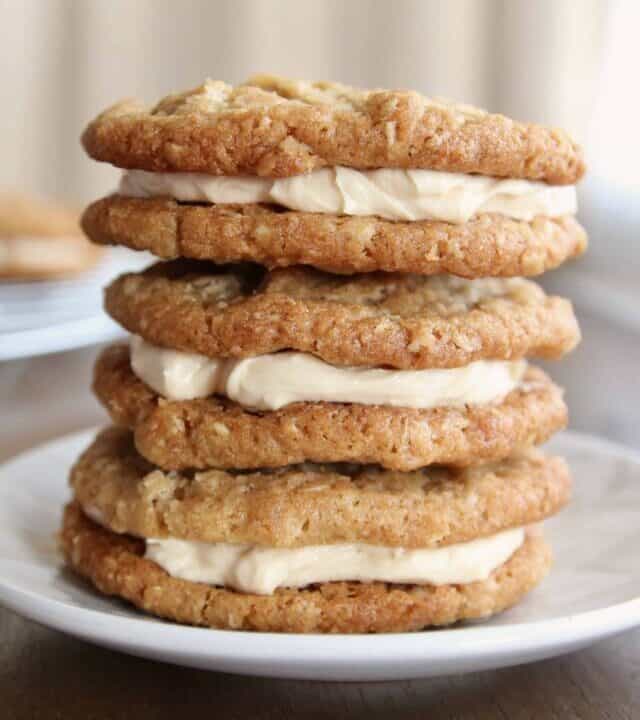 Chewy Coconut Oatmeal Cookie Sandwiches