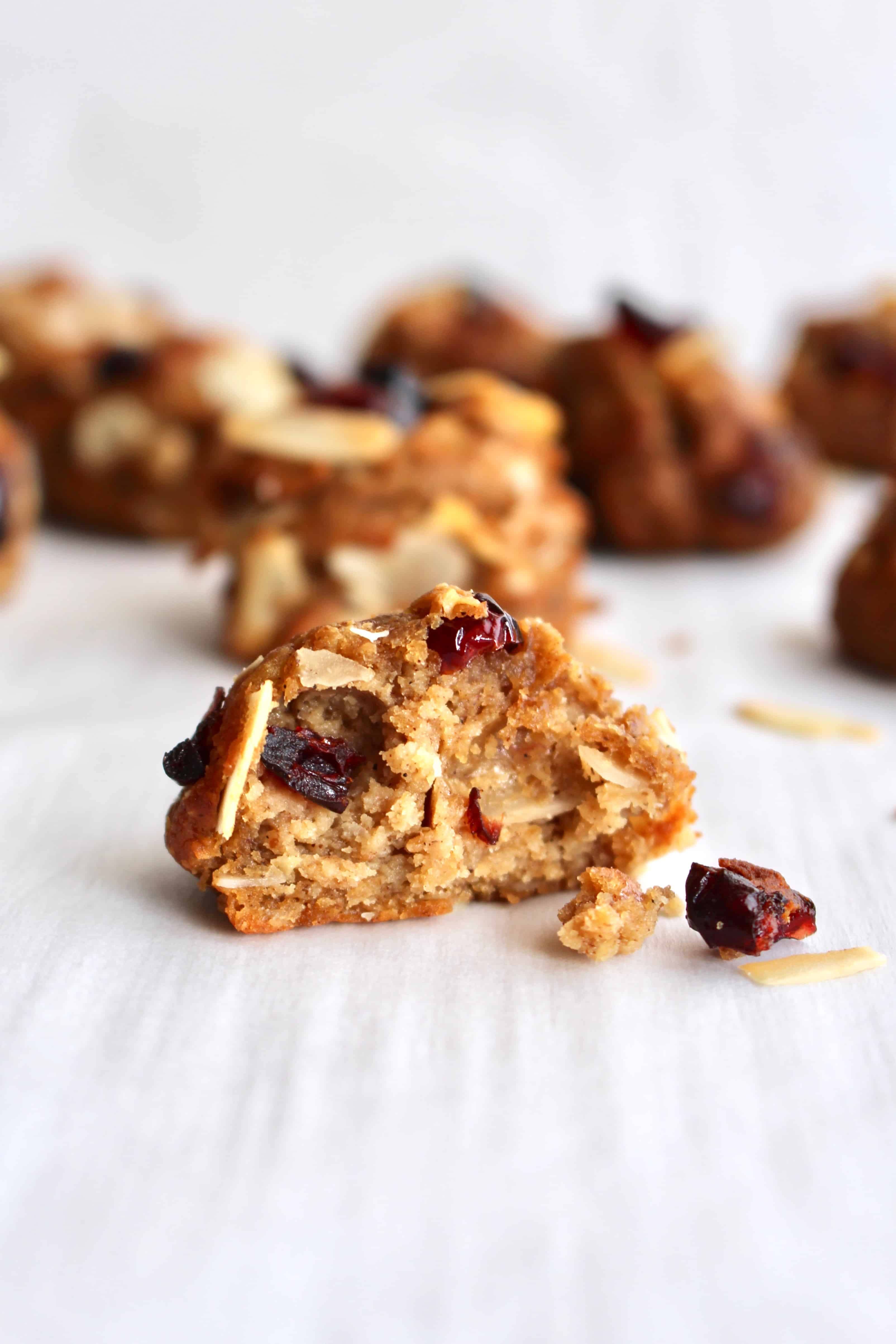 A bitten chickpea cookie