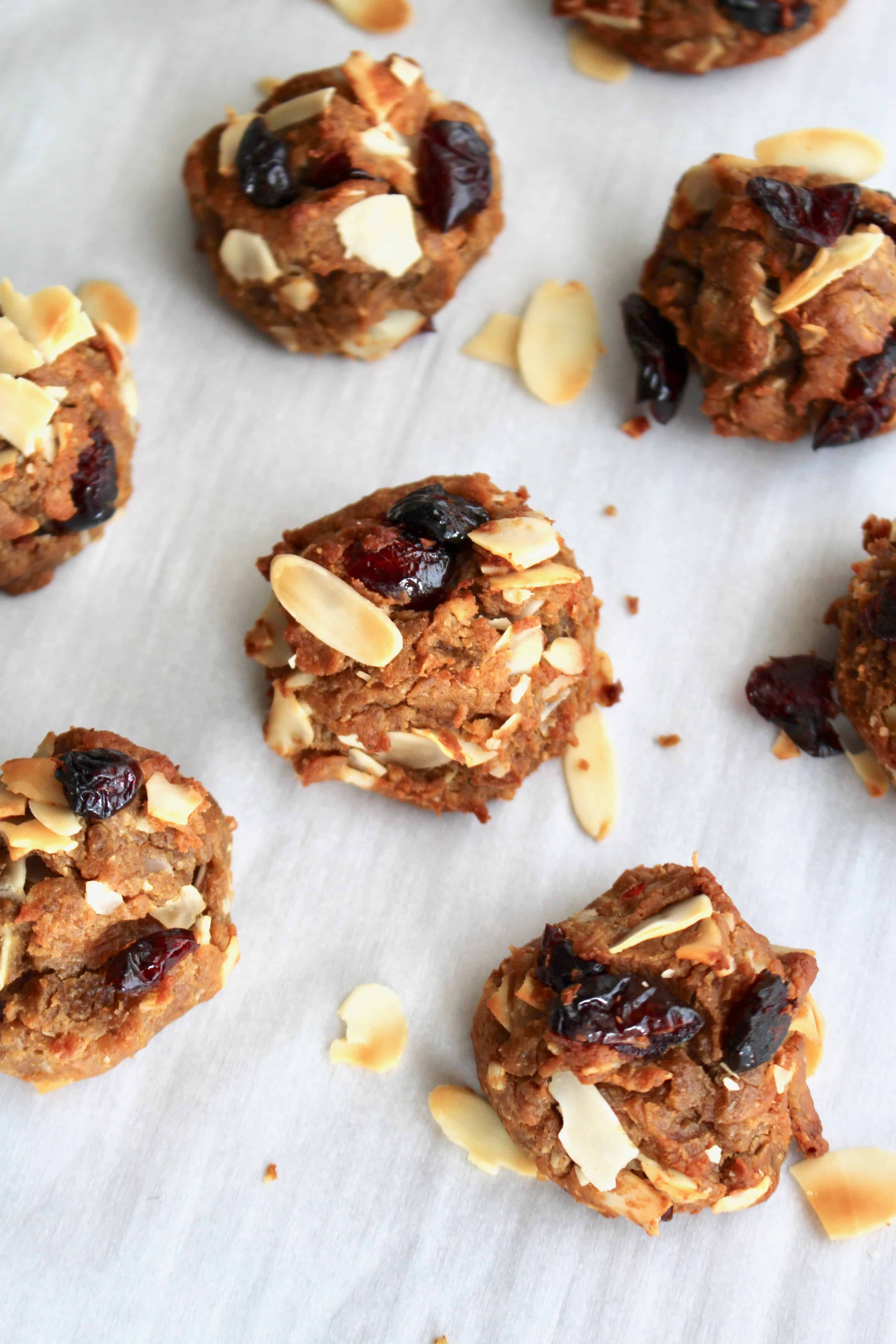 Lactation cookies on a parchment paper