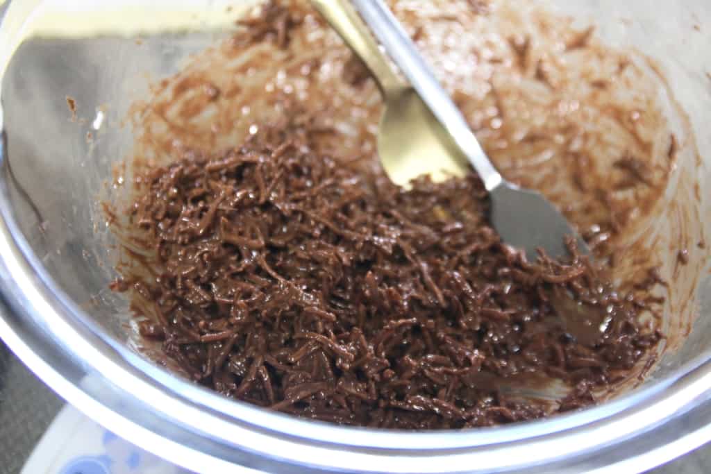 Bird's nest cookies - mixture of unsweetened shredded coconut and milk chocolate