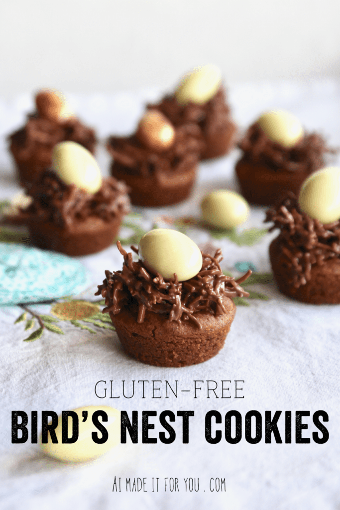 These bird's nest cookies have a gluten-free chickpea cookie base! So simple and easy to make, and perfect for Easter or a picnic! #easter #picnic #birdsnestcookies #cookies #easyrecipes #glutenfree