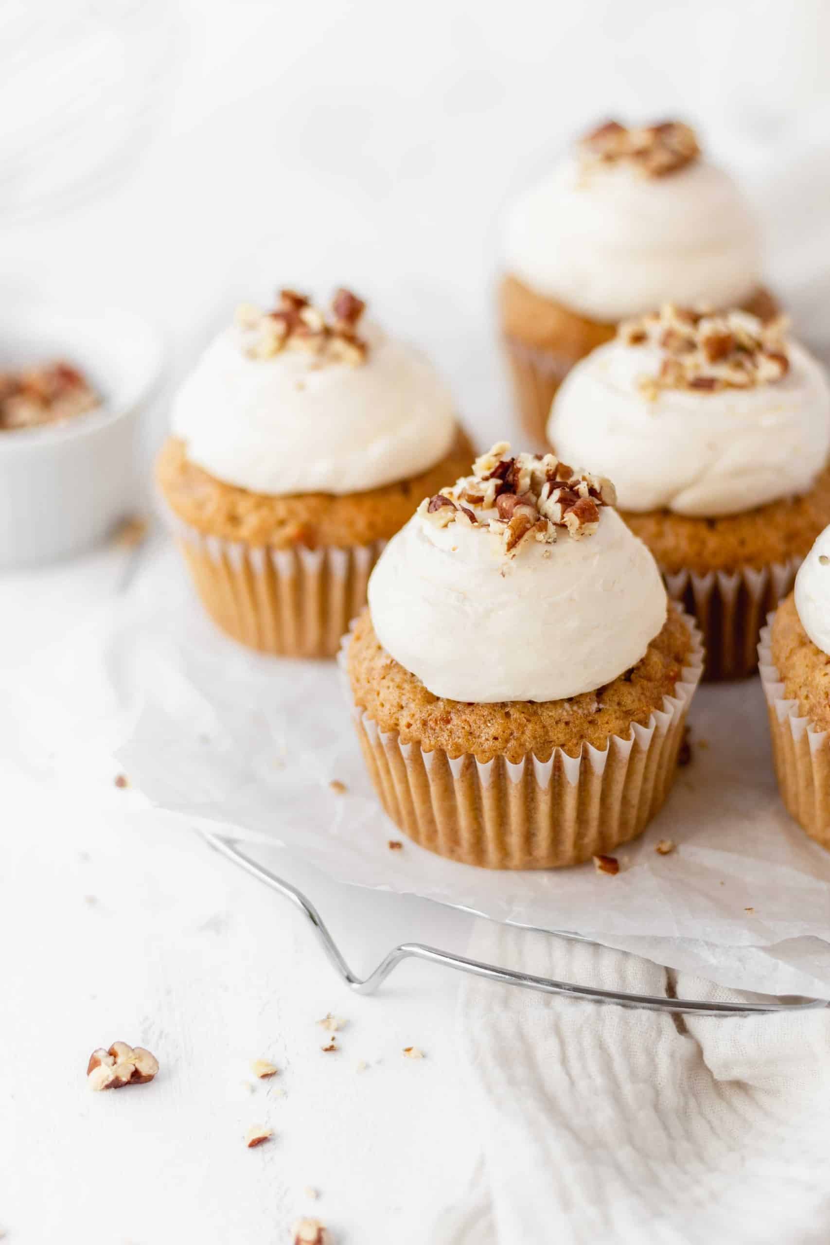 Carrot cupcakes with cream cheese frosting