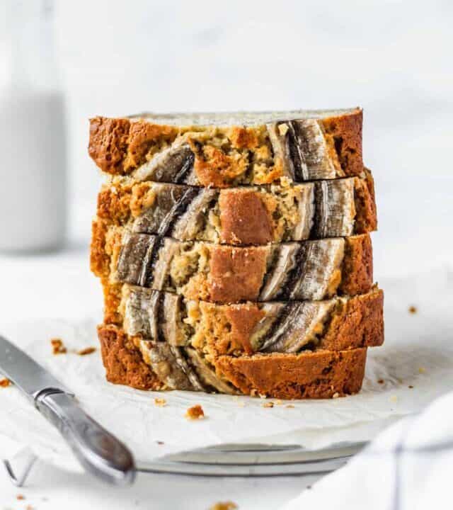 Mom's banana bread is super moist because it uses cake flour and lots of ripe bananas. It's the only banana bread recipe you'll ever need! #bananabread #moist #bananacake #loafcake #quickbread #cakeflour #ripebananas