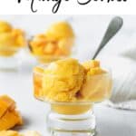 Mango lime sorbet in a glass