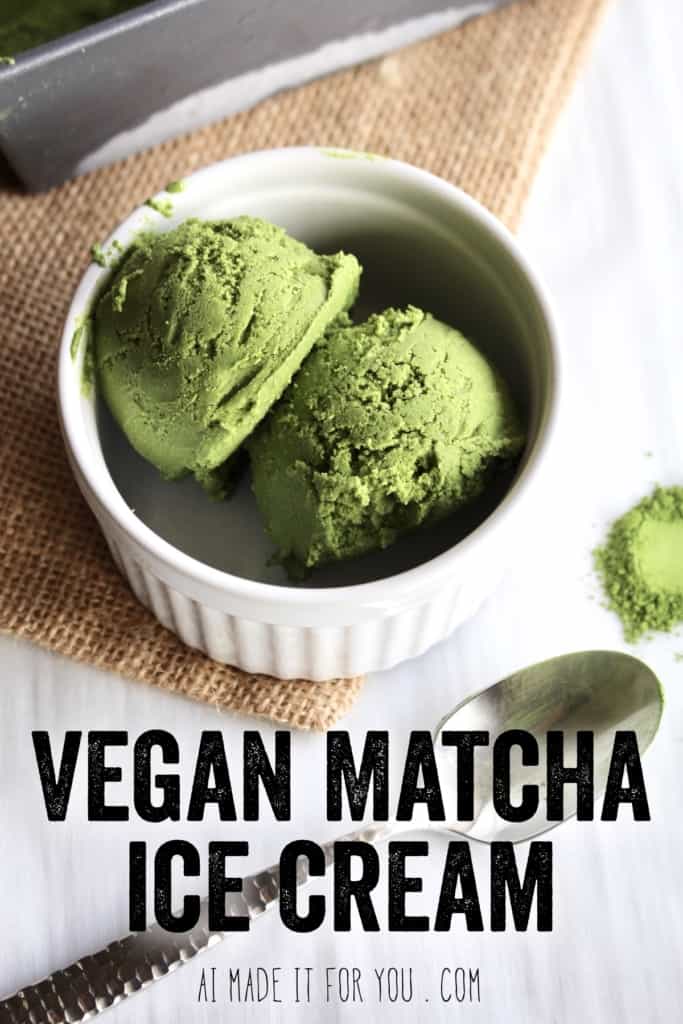 This vegan matcha ice cream is so creamy with bold green tea flavor! Raw cashews and coconut cream creates the perfect creamy base! #matcha #icecream #vegan #cashews #coconut #chocolate #magicshell #veganicecream #matchaicecream #greentea #japanese #green #dessert #frozendessert #summer