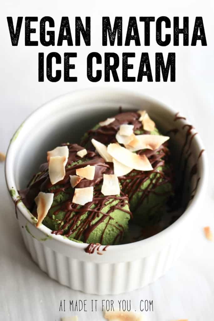 This vegan matcha ice cream is so creamy with bold green tea flavor! Raw cashews and coconut cream creates the perfect creamy base! #matcha #icecream #vegan #cashews #coconut #chocolate #magicshell #veganicecream #matchaicecream #greentea #japanese #green #dessert #frozendessert #summer