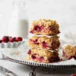 A stack of gluten free and dairy free cranberry oat bars