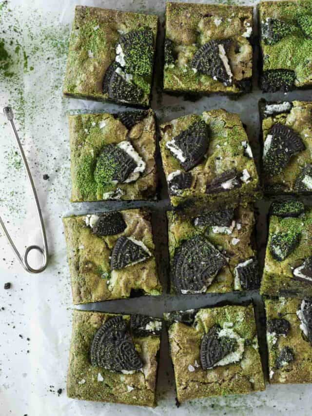 Matcha Oreo Brownies