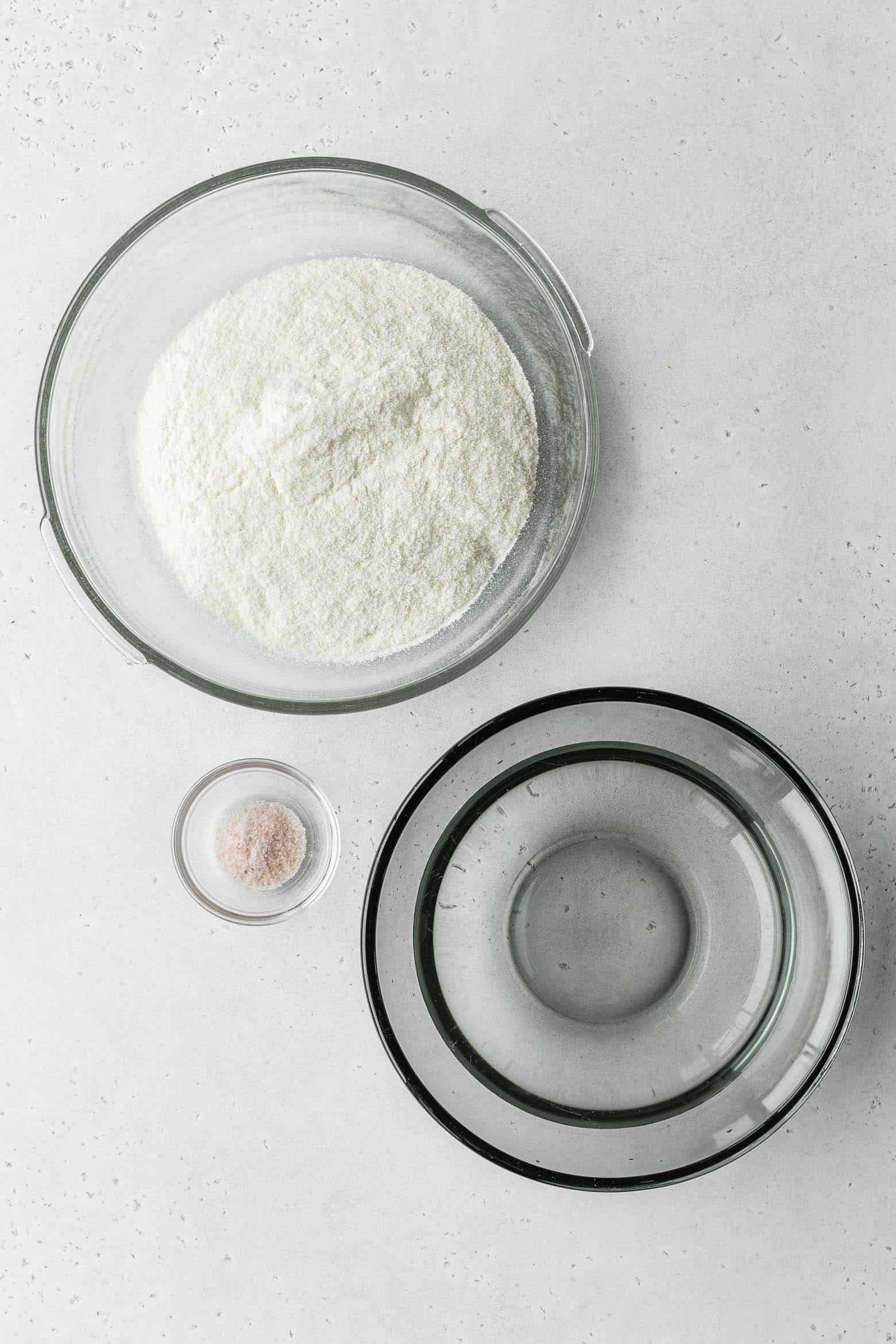 Arepa ingredients in bowls