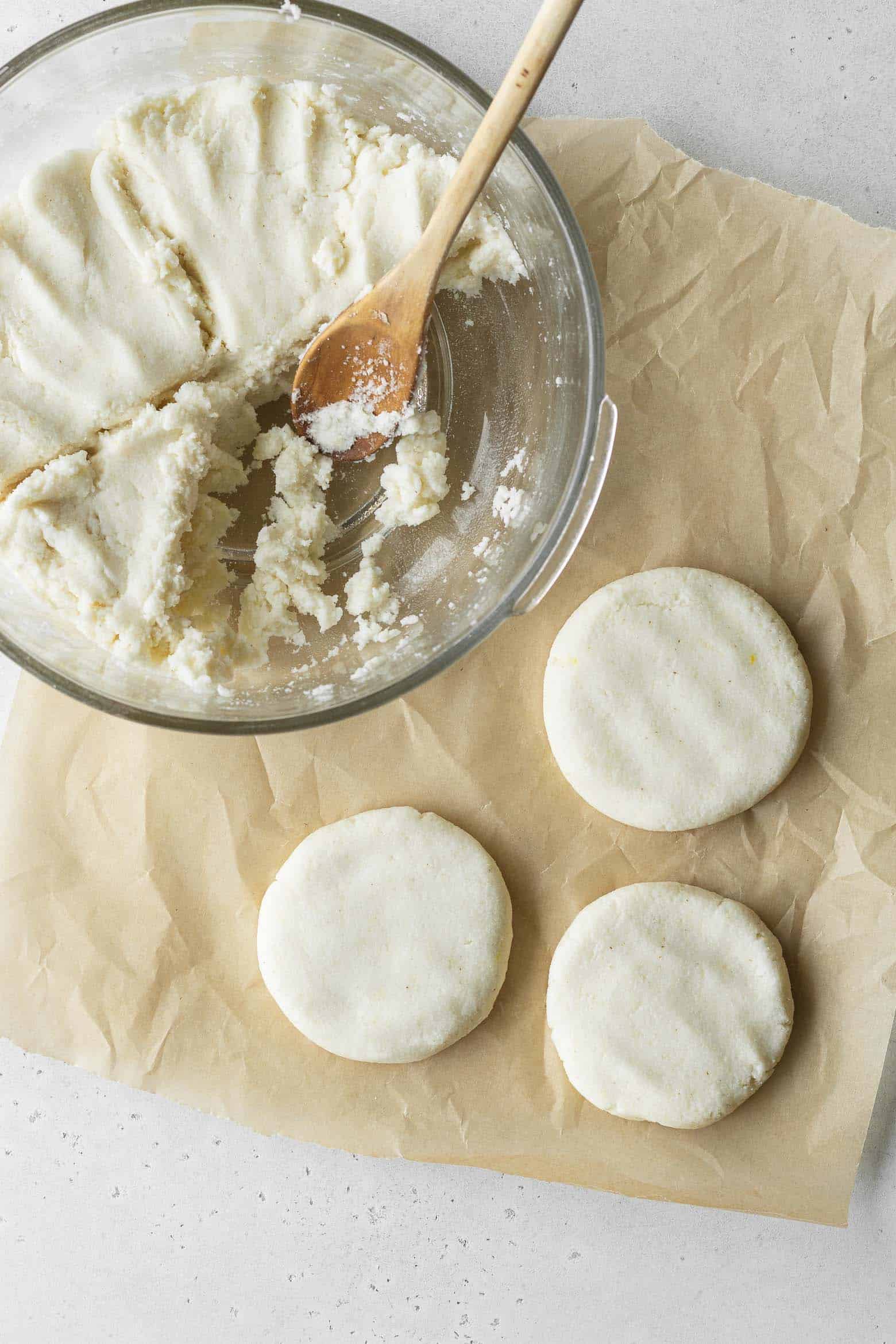 Making arepas from homemade dough