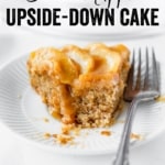Vertical Pinterest image of vegan apple cake.