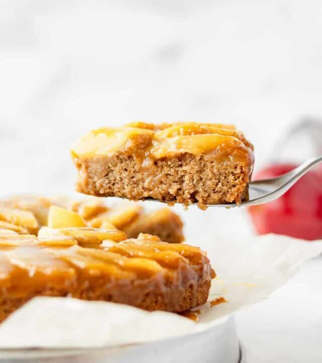 A slice of plant-based apple cake
