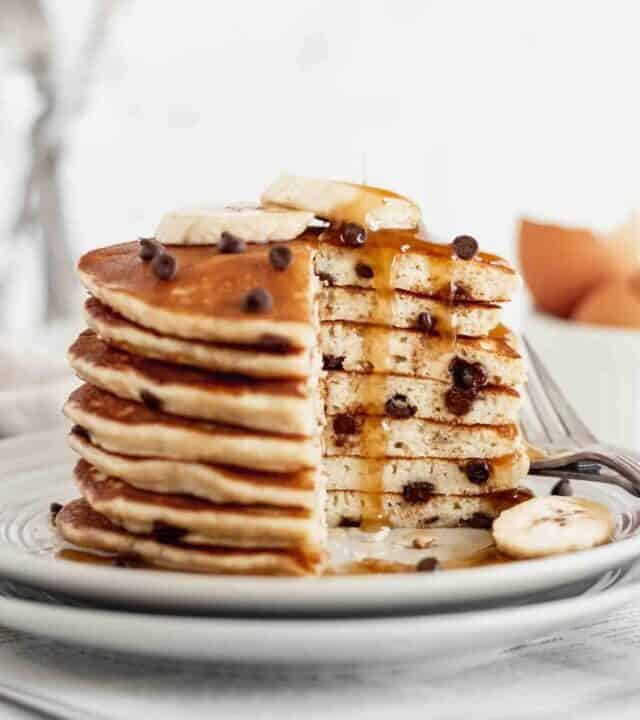 Banana chocolate chip pancakes