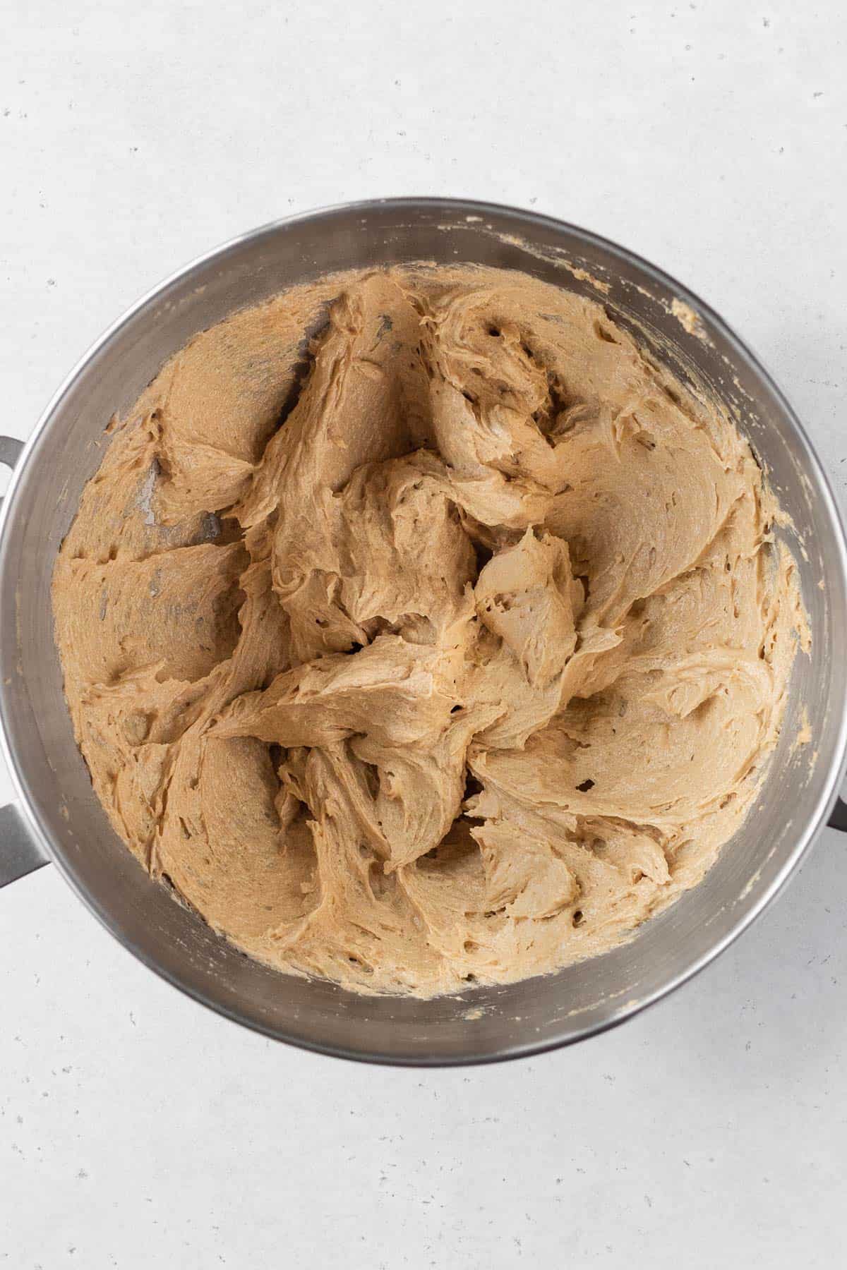 wet ingredients for gluten free dairy free chocolate chip cookies after adding egg and vanilla.