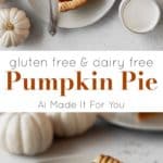 Long Pinterest image of dairy-free pumpkin pie.