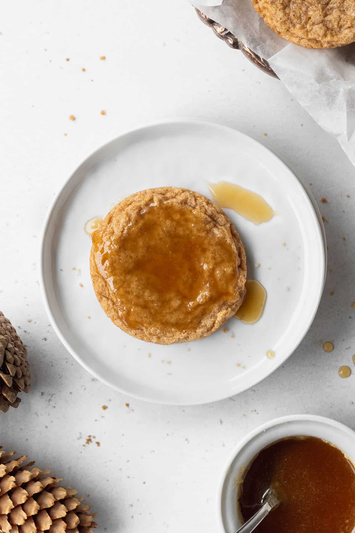 A glazed ginger cookie.