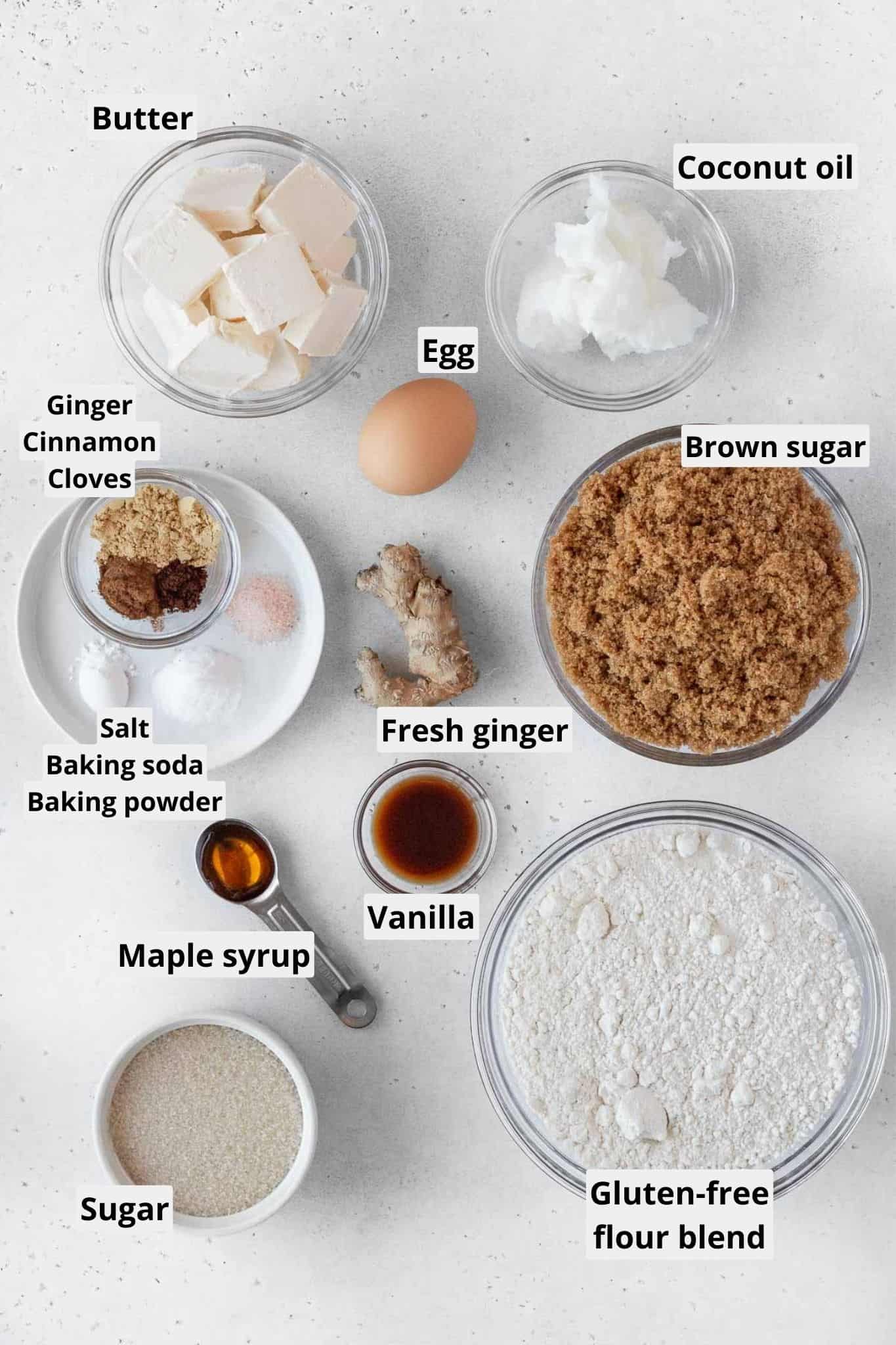 Gluten free ginger cookies ingredients.