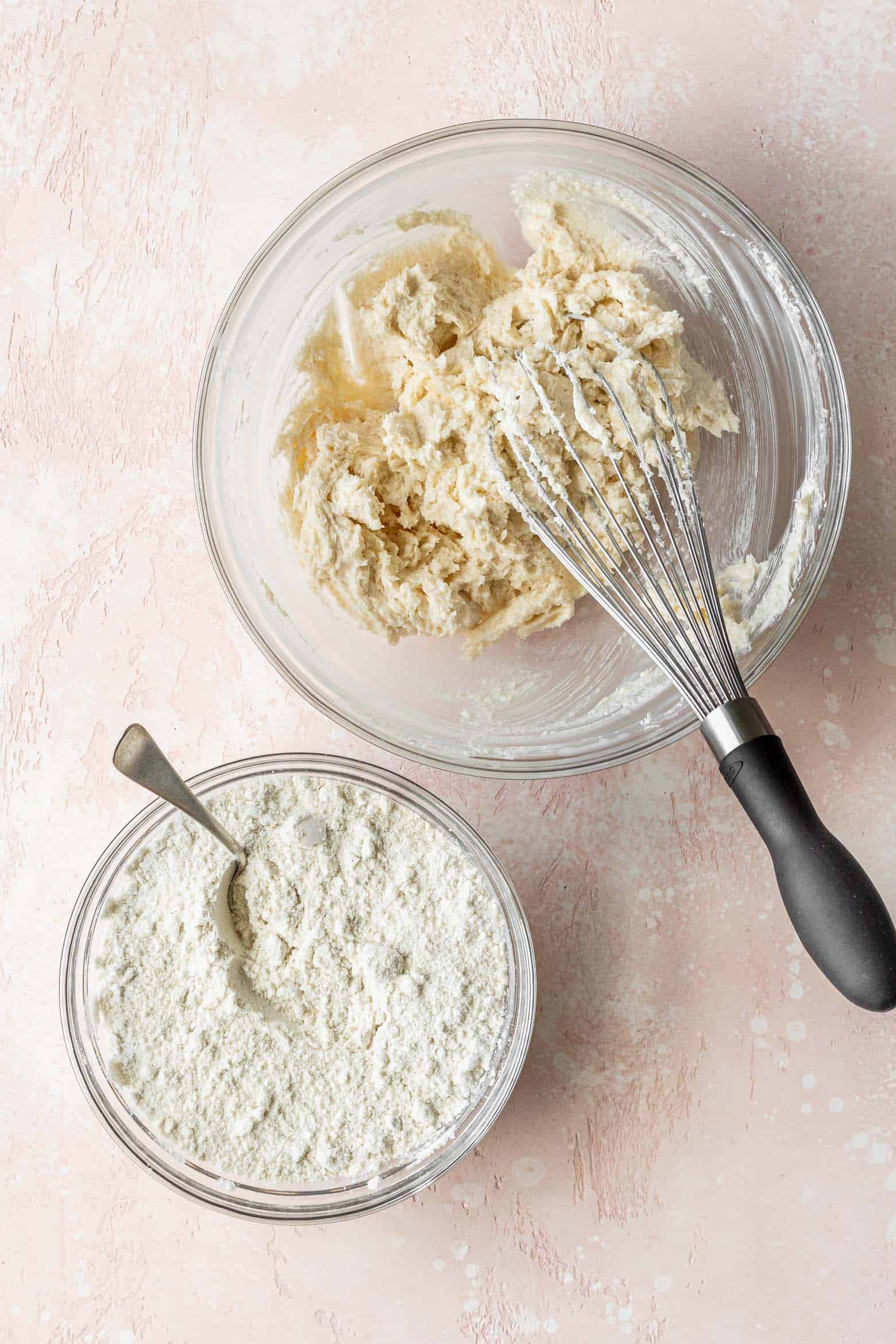 Add the dry ingredients to the creamed butter.