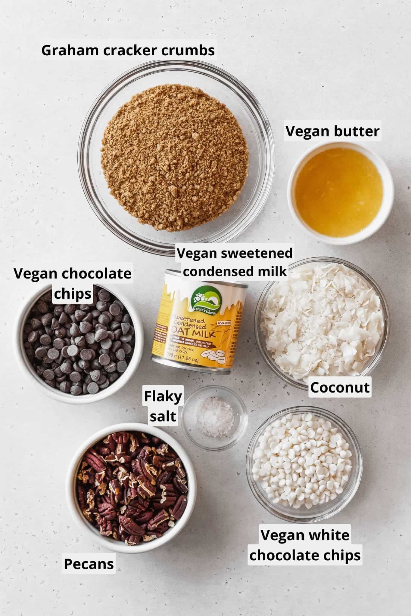 Ingredients to make vegan magic bars.