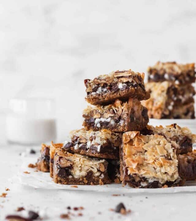 A stack of vegan magic bars.