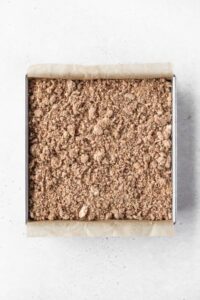 Crumble topping added to the top of the coffee cake batter.