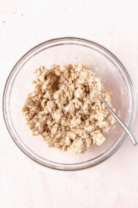 Gluten-free oatmeal crisp topping in a bowl.
