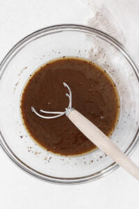 Whisking the wet whoopie pie ingredients together.