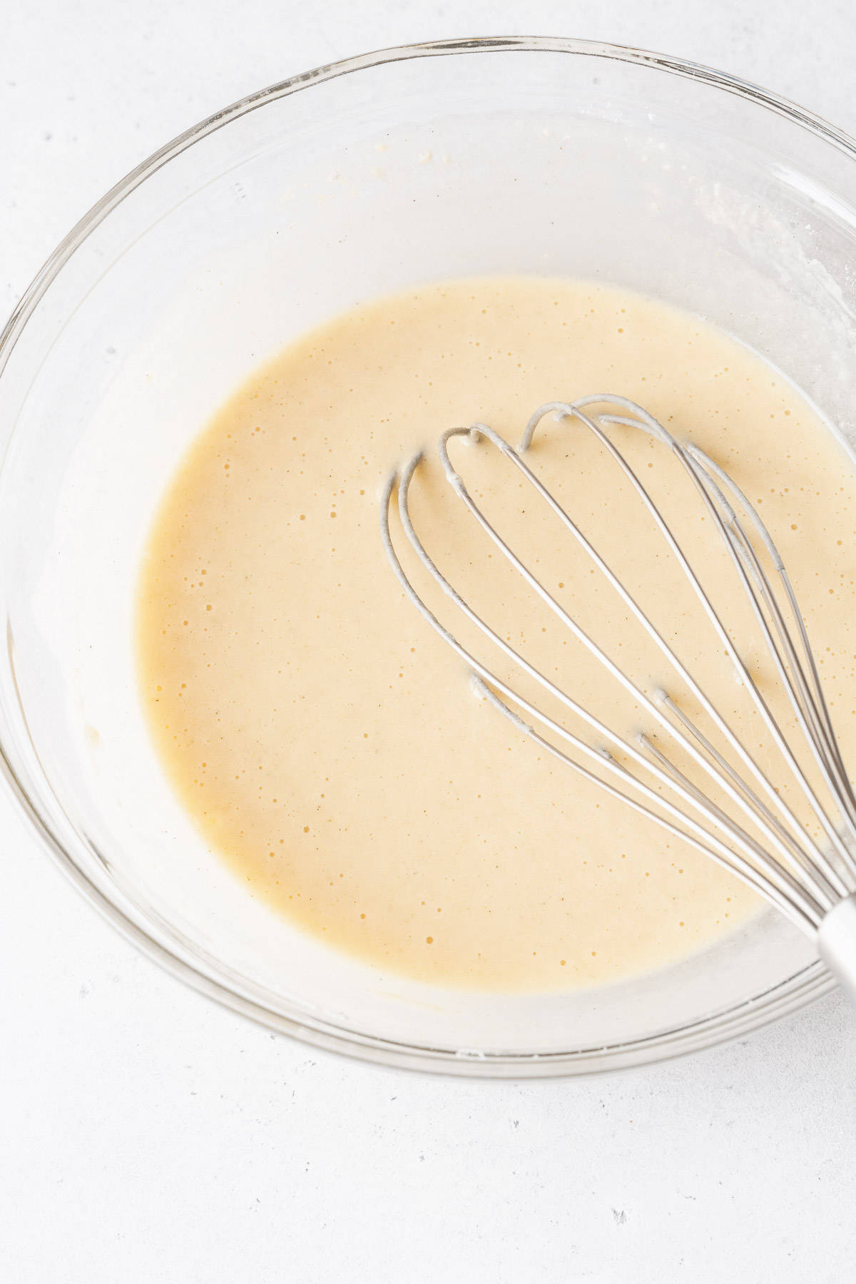 Muffin mix pancake batter after whisking together.