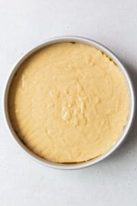 A pan of gluten-free pineapple upside down cake before baking.