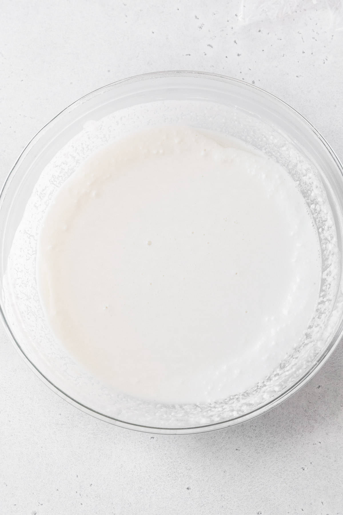 Daifuku batter in a glass bowl after being microwaved for a minute.