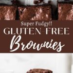 Long vertical pin of fudgy gluten free brownies.