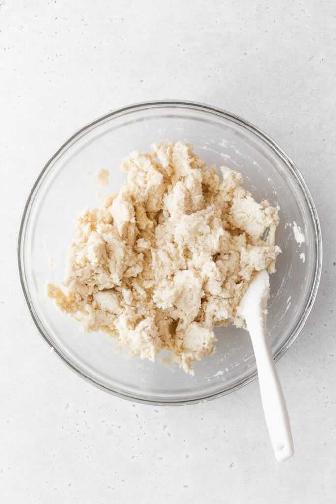 Biscuit. dough in a glass bowl